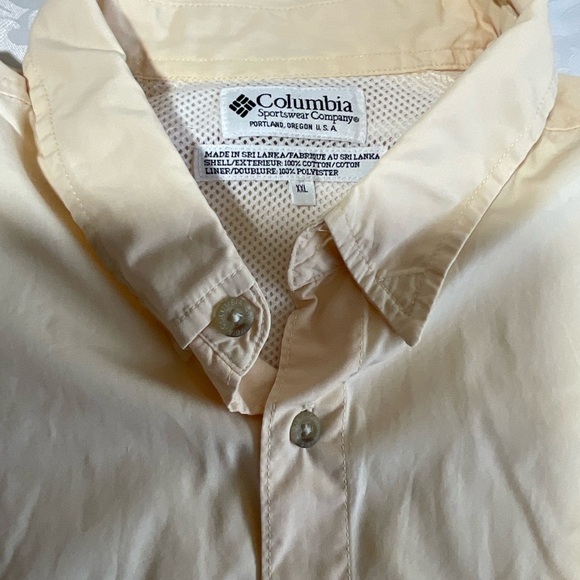 Columbia Shirt Mens Size 2XL PFG Performance Fishing Gear, Soft Yellow, Vented - Picture 7 of 12